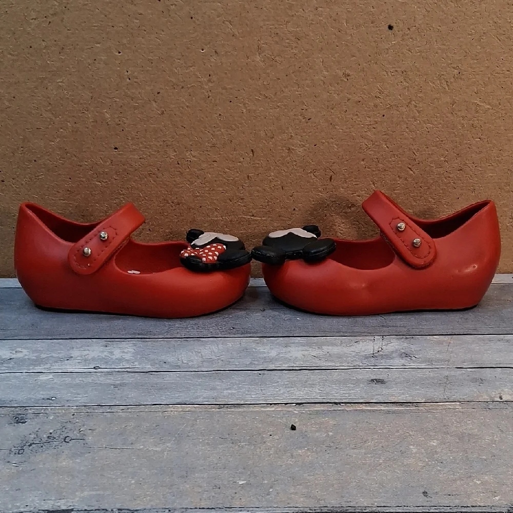 Mini Melissa Mickey and Minnie Mouse Red Jelly Mary Jane Shoes Size 5